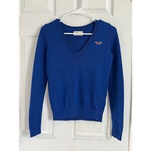 Vintage‎ Y2K Hollister Blue V-Neck Sweater S Preppy Elena Gilbert Dark Academia